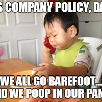 This baby means business... bare footed business