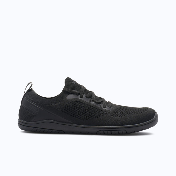 Xero Shoes Nexus Knit Women Sneaker in Black with Toe Facing Right