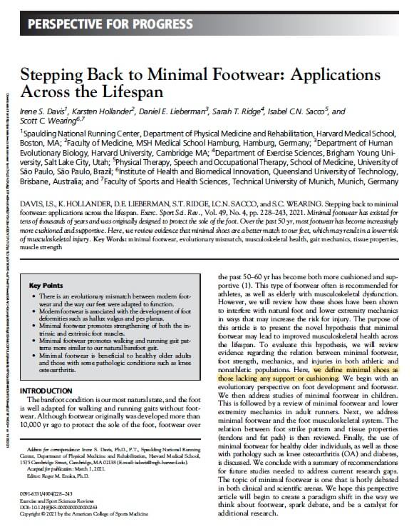 Minimalist and Barefoot Shoes - a scientific overview