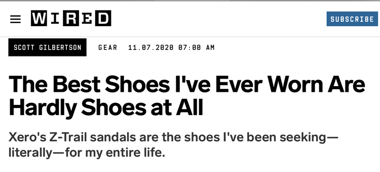 Raving about Xero Shoes in Wired.com