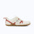 Xero Shoes Prio Coast Women Shoe in White with Red Strap that Loop Across the Side, Toe Facing Right