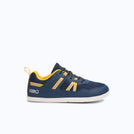 Xero Shoes Prio Big Kids Shoe in Blue and Yellow with Toe Facing Right