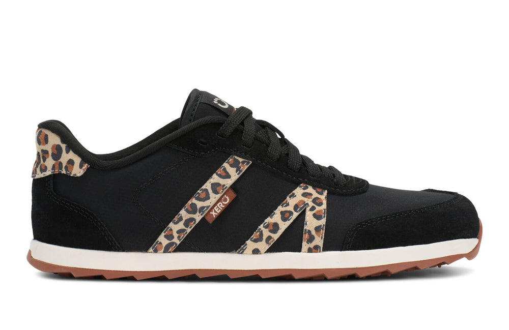 Xero Shoes Wynn Black Leopard women's retro barefoot sneaker
