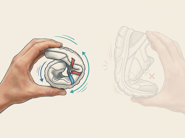 Flexible Xero Shoes sole bending naturally to show flexibility and ground feel