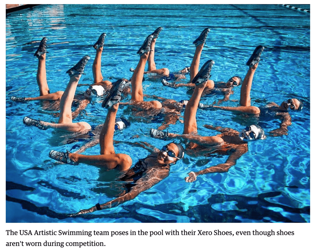 artistic swimmers in Xero Shoes