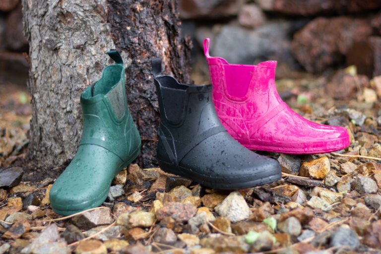 Gracie rain boots in a variety of colors: Hunter, Black, and Fuchsia