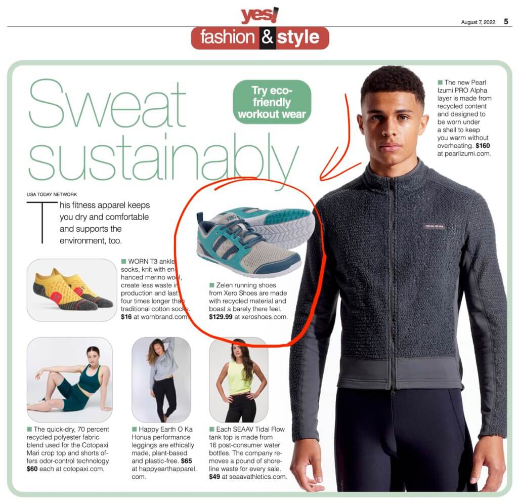 USA Today recommends the Zelen eco-friendly running shoe by Xero Shoes