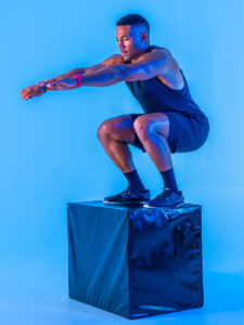 David Freeman executing a box jump.