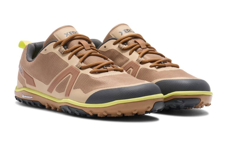 Scrambler Low EV men's tan and brown trail shoes, angle view