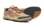 Scrambler Low EV men's tan and brown trail shoes, angle and sole views