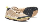Scrambler Low EV women's tan and brown trail shoes, angle and sole views